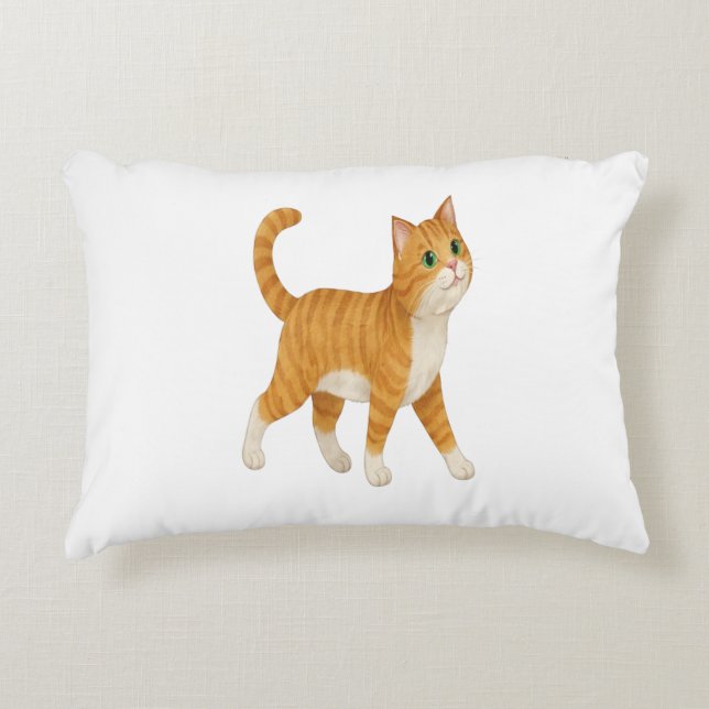 Smiling Orange Cat Decorative Pillow Prydnadskudde (Framsidan)