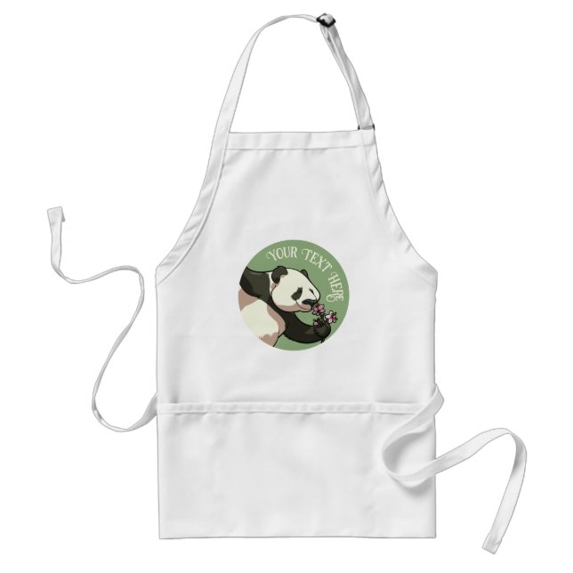Smiling Panda & Körsbärsblomdesign Anpassad text  Förkläde (Framsidan)