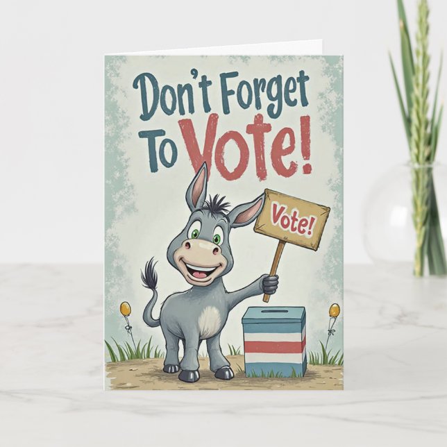 Smiling Patriotic Donkey Vote Reminder Kort (Framsida)