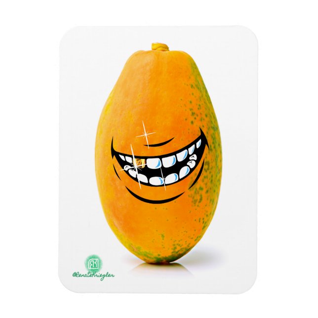 Smiling Pawpaw träffades n Goue Tand Magnet (Vertikal)