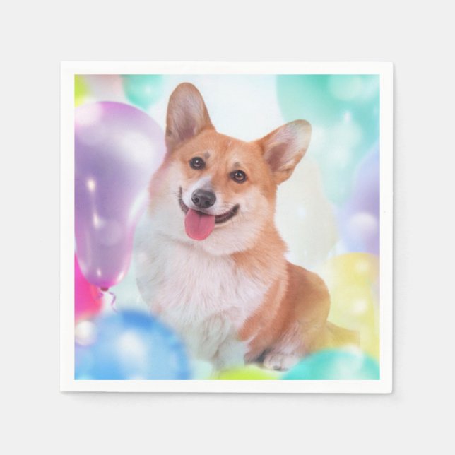Smiling Pembroke Welsh Corgi Napkins Pappersservett (Framsidan)