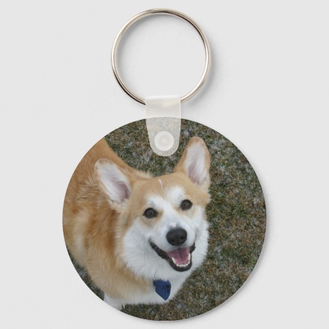 Smiling Pembroke Welsh Corgi Nyckelring (Framsida)