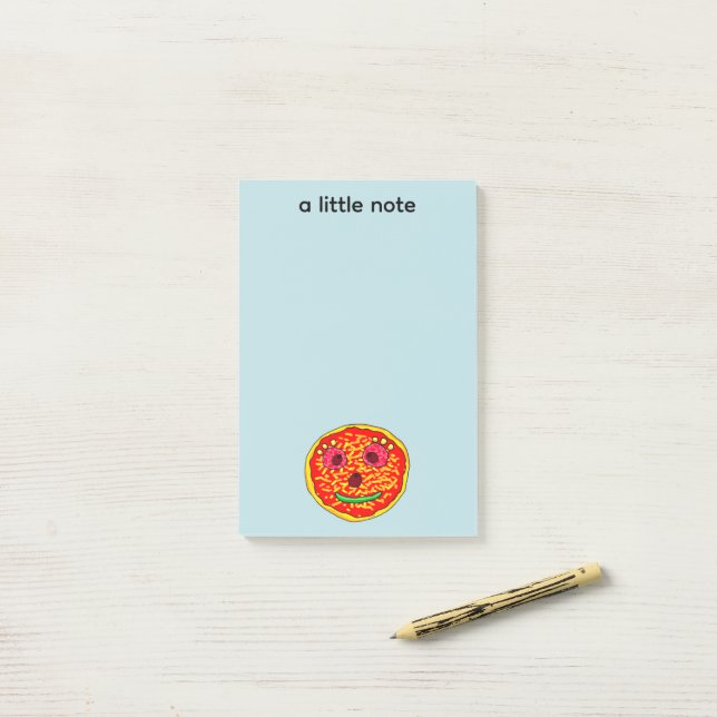Smiling Pizza Face Illustration Design Post-it Block (På skrivbordet)