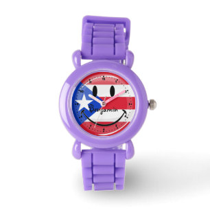 Smiling Puerto Rican Flagga Armbandsur