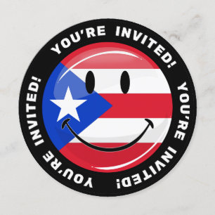 Smiling Puerto Rican Flagga Inbjudningar