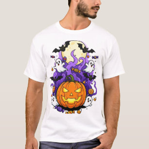 Smiling Pumpkin Halloween Tecknad T-Shirt