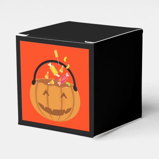Smiling Pumpkin Pail Candy Halloween Presentaskar (Framsidan Sidan)
