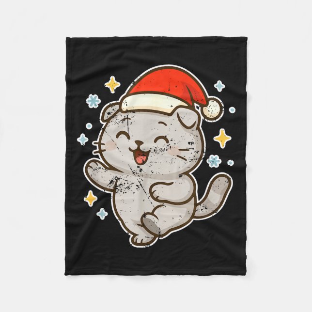 Smiling Santa Cat Holiday Cheer  Fleecefilt (Framsidan)