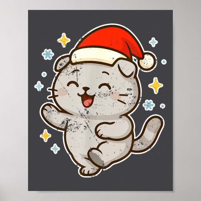 Smiling Santa Cat Holiday Cheer  Poster (Framsidan)