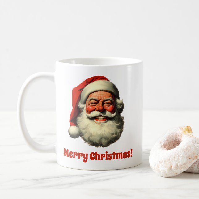 Smiling Santa Retro Vintage Stil Kaffemugg (Med munk)