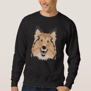 Smiling Shetland Sheepdog Lång Ärmad Tröja
