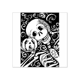 SMILING SKELETON & HIS JACK O LANTERN, HALLOWEEN STÄMPEL