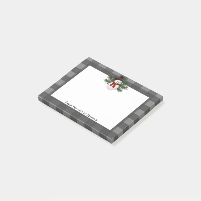 Smiling Snögubbe Buffalo Play Personlig Post-it Block (Vinklad)