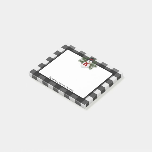 Smiling Snögubbe Buffalo Play Personlig Post-it Block (Vinklad)