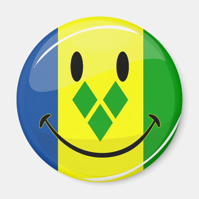 Smiling St Vincent och Grenadines Flagga Magnet (Framsidan)
