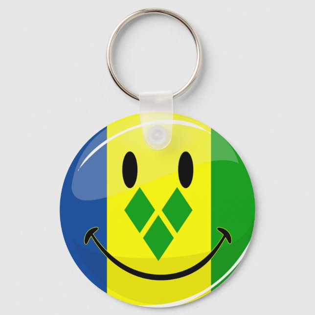 Smiling St Vincent och Grenadines Flagga Nyckelring (Framsida)
