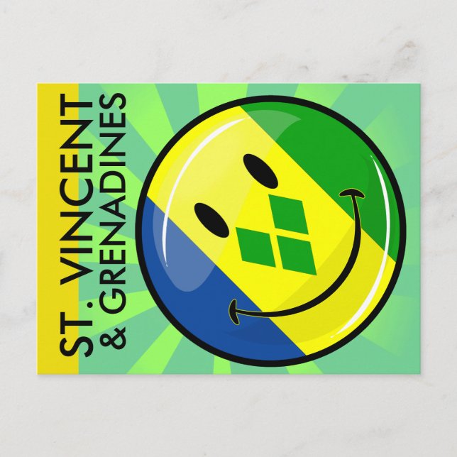 Smiling St Vincent och Grenadines Flagga Vykort (Framsida)