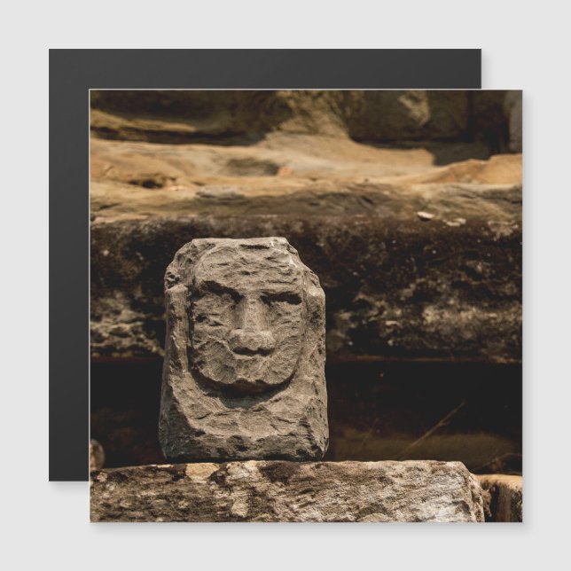 Smiling Stone Totem Cambodia Magnet Card (Fram/baksida)