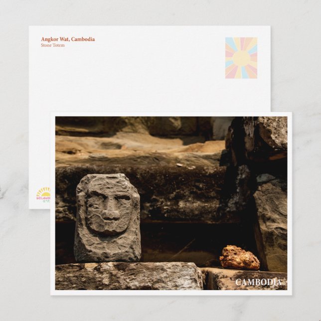 Smiling Stone Totem Cambodia – vykort (Fram/baksida)