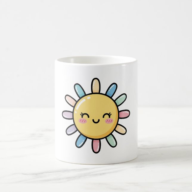 Smiling Sun – Cute Whimsical Illustration Kaffemugg (Center)