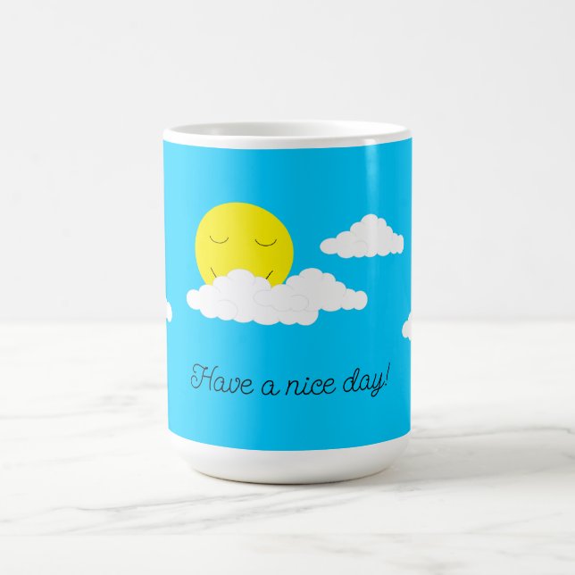 Smiling Sun with Clouds: Turquoise Kaffemugg (Center)