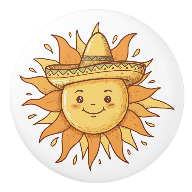  Smiling Sun with Sombrero - Sunny Fiesta Doodle Knopp (Framsidan)