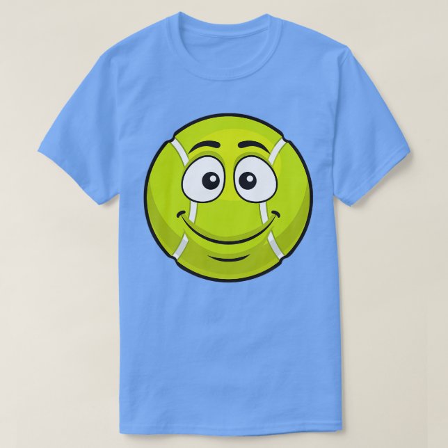 Smiling Tennis Boll Funny Novelty Gift Emoticon T Shirt (Design framsida)