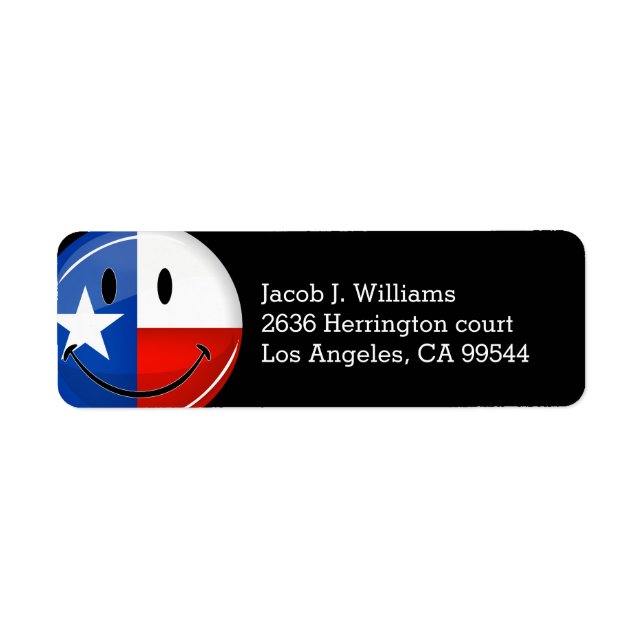 Smiling Texas Flagga Returadress Etikett (Framsidan)