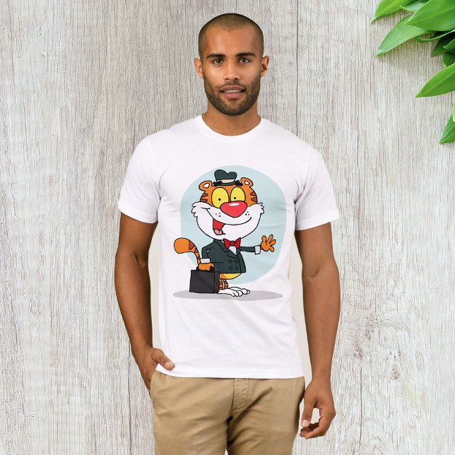 Smiling Tiger Holding A Briefcase Manar T-Shirt (Skapare uppladdad)