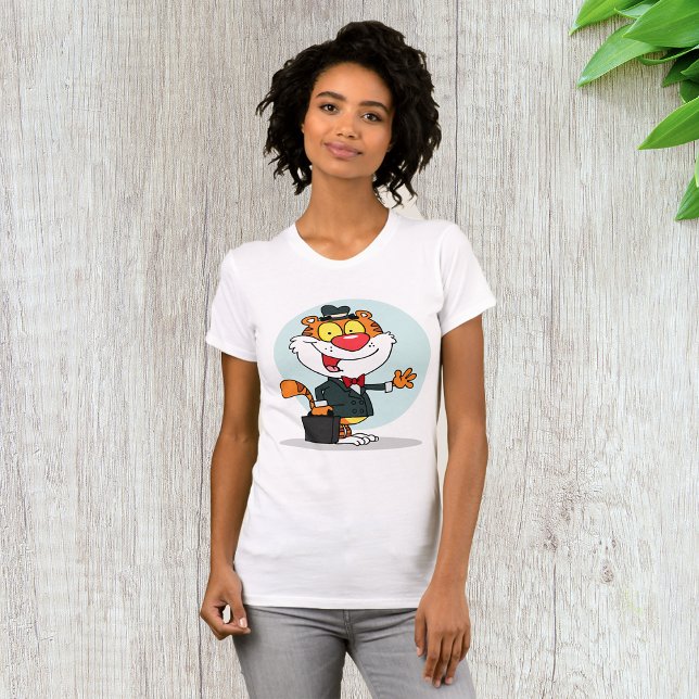 Smiling Tiger Holding A Briefcase Womens T-Shirt (Skapare uppladdad)