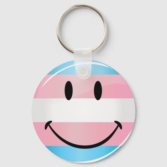 Smiling Transgender Flagga Nyckelring (Framsida)
