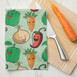 Smiling Veggies Kökshandduk