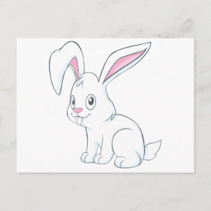 Smiling White Rabbit Vykort