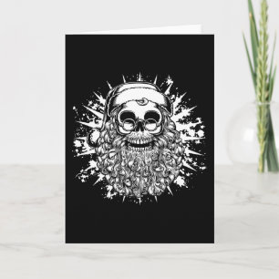 Smilin'Santa Skull-bw Helgkort