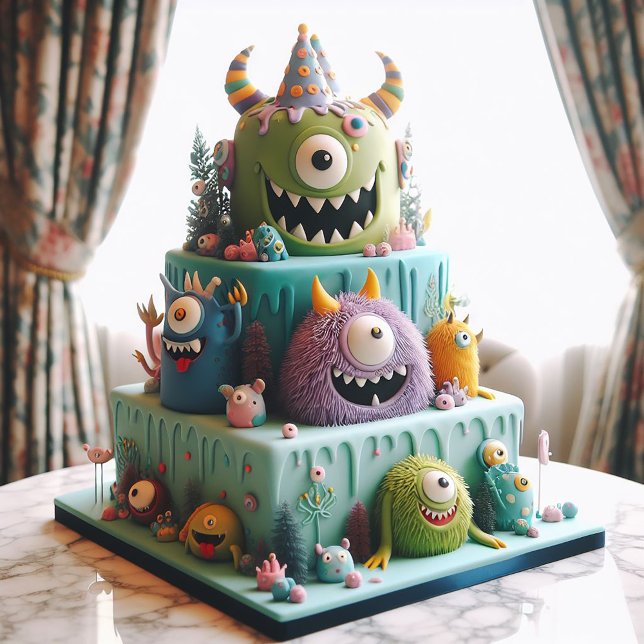SMILJEMONSTER DEKORATED BARNS FÖDELSEDAG CAKE KORT (Skapare uppladdad)