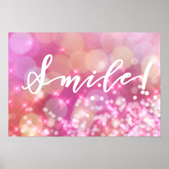Smilt! | Roligt och glamorös Rosa Sparkles Poster (Framsidan)