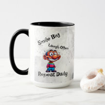 "Smilt stor, skratta ofta, upprepa daglig" Tecknad