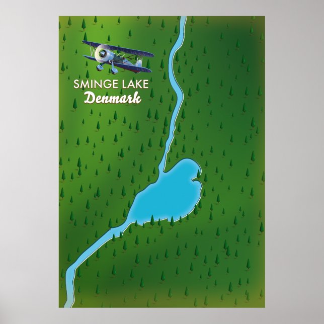 Sminge Lake Danmark resa karta Poster (Framsidan)