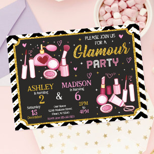 Smink Födelsedagsinbjudan   Glamour Spa-fest  Inbjudningar