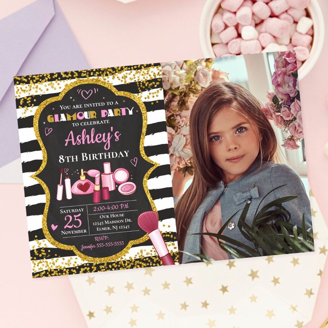 Smink födelsedagsinbjudan / Glamourfest Inbjudningar (Skapare uppladdad)