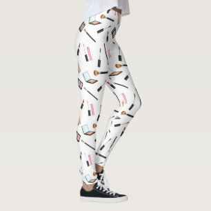 Smink Kosmetik Mönster På Vit Bakgrund Leggings