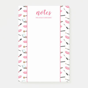 Smink Med Rosa Läppar & Anpassad Titel Och Namn Post-it Block