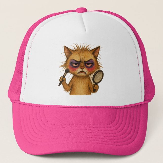 Smink Meowster – Rolig Cat Tjej T-Shirt Keps (Framsida)