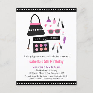 Smink Mode Show Födelsedagsfest Inbjudan