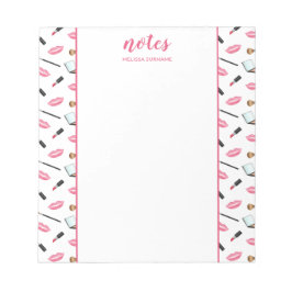 Smink och läppar som ramar med personligt namn anteckningsblock