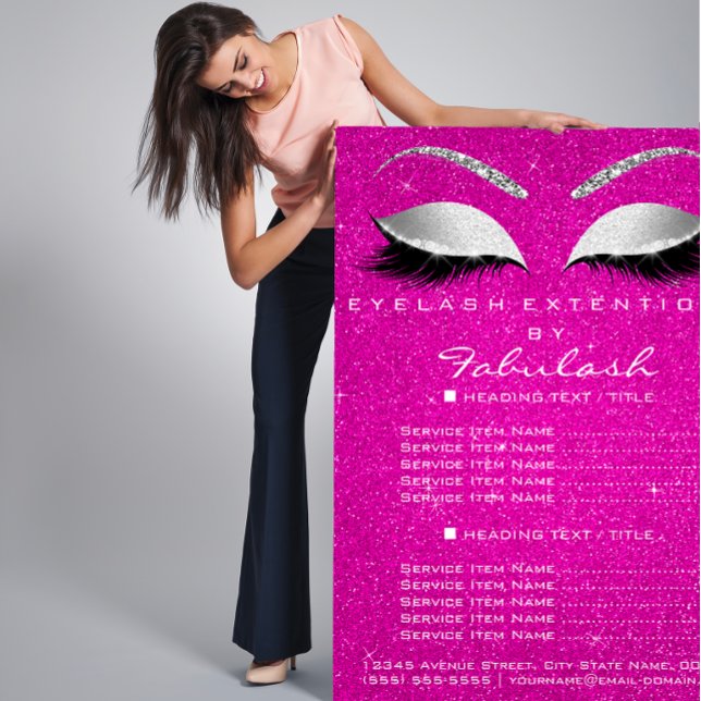 Smink Ögonfransar Skönhetssalong Glitter Flyer Hot (Makeup Lashes Beauty Salon Glitter Flyer Hot Pink)