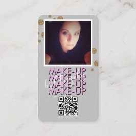 Smink Salong QR-kod Guld Glitter Foto Affär Visitkort