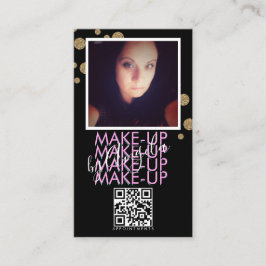 Smink Salong QR-kod Rosa Svart Glitter Foto Visitkort