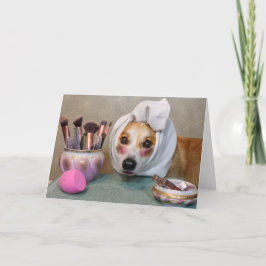 Sminkad Corgi tom hälsokort Kort