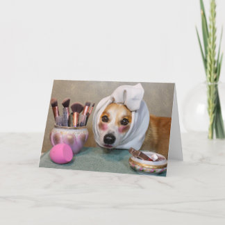 Sminkad Corgi tom hälsokort Kort